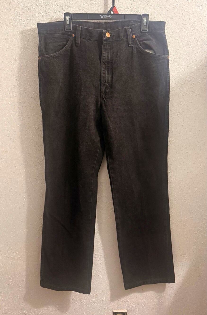 Wrangler Men's Big & Tall Black Dark Wash Denim Straight Regular Fit Jeans
